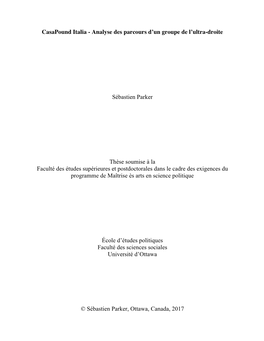 Casapound Italia - Analyse Des Parcours D’Un Groupe De L’Ultra-Droite