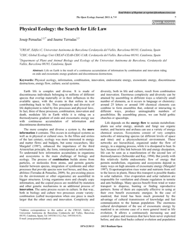 Physical Ecology: the Search for Life Law