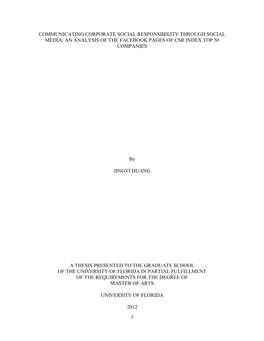 Communicating Corporate Social Responsibility Through Social Media: an Analysis of the Facebook Pages of Csr Index Top 50 Companies