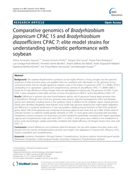 Comparative Genomics of Bradyrhizobium Japonicum CPAC