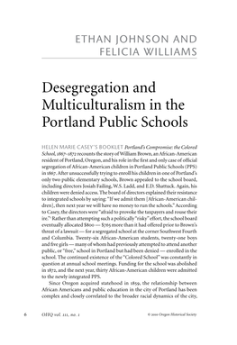 Desegregation and Multiculturalism in the Portland Public Schools