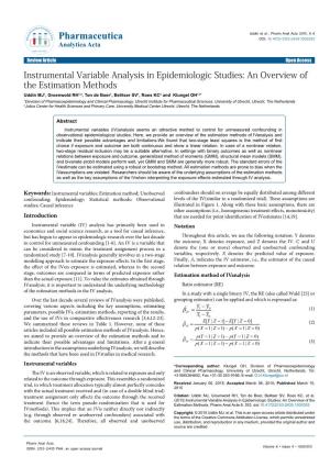 Instrumental Variable Analysis in Epidemiologic Studies: An