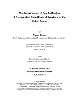 The Securitization of Sex Trafficking: a Comparative Case Study of Sweden and the United States