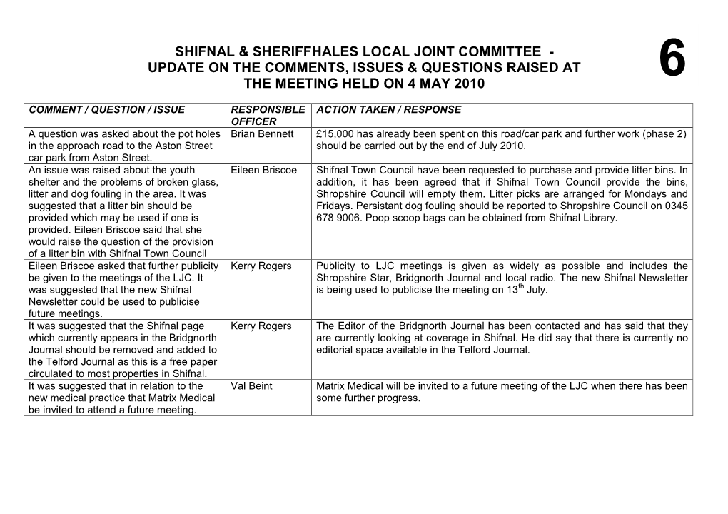 Shifnal & Sheriffhales Local Joint