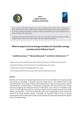 What to Expect from an Energy Transition for Australia's Energy