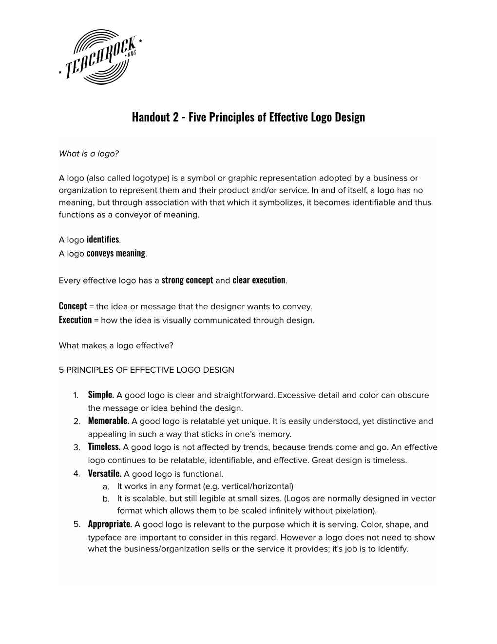 Handout 2 - Five Principles of Effective Logo Design