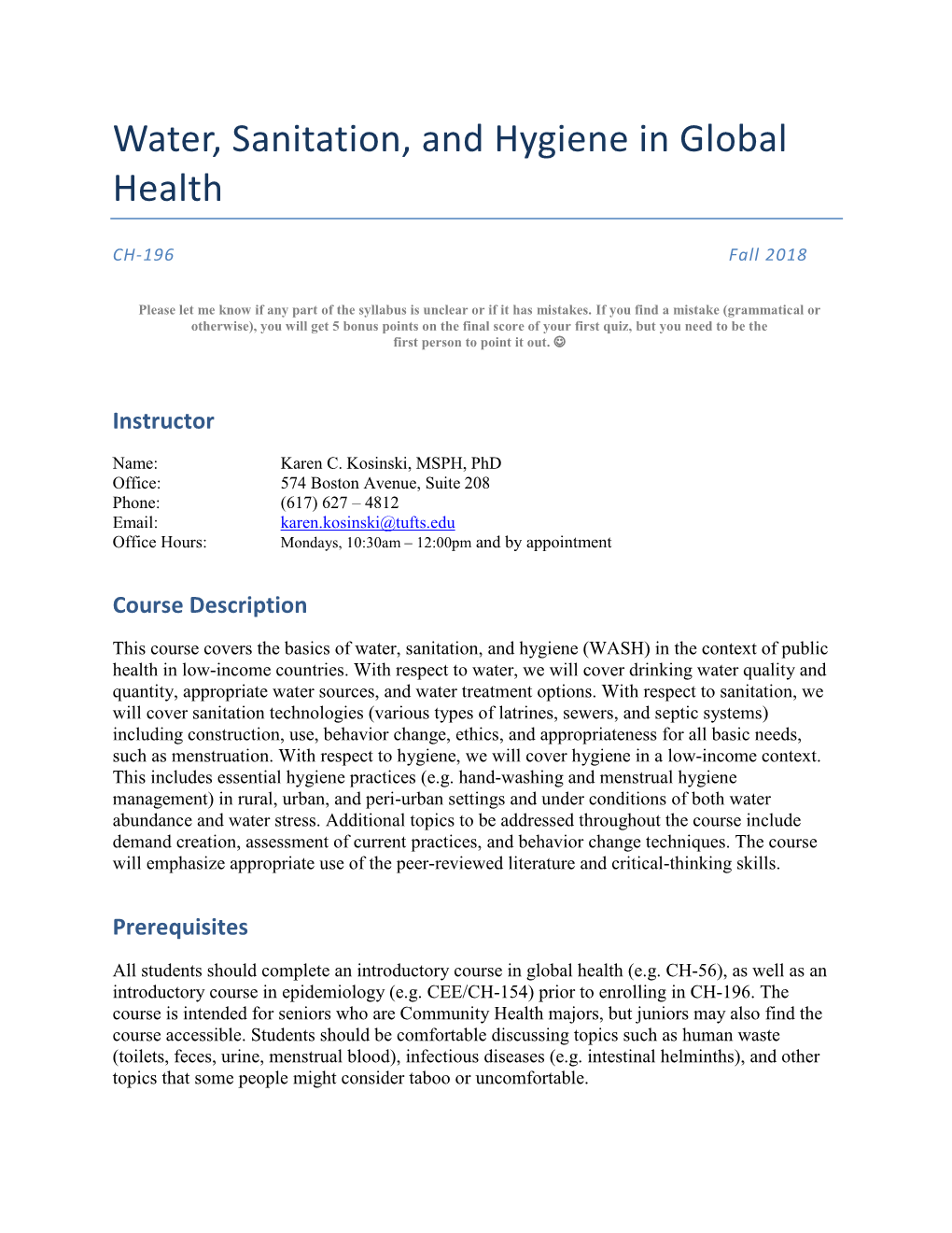 Water, Sanitation, and Hygiene in Global Health