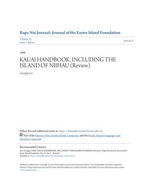 KAUAI HANDBOOK, INCLUDING the ISLAND of NIIHAU (Review) Georgia Lee