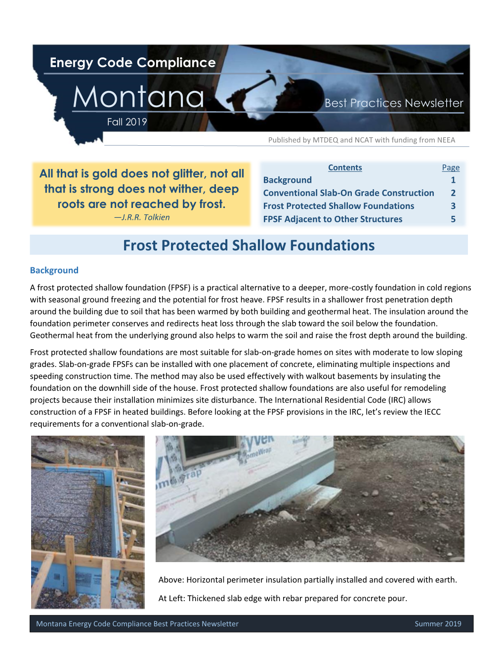 Fall 2019: Frost Protected Shallow Foundations