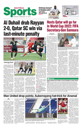 Al Duhail Drub Rayyan 2-0, Qatar SC Win Via Last-Minute Penalty