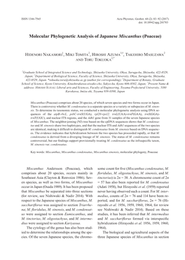 Molecular Phylogenetic Analysis of Japanese Miscanthus (Poaceae)