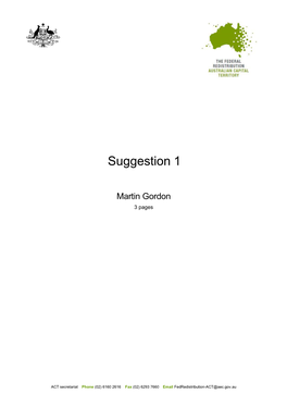 Suggestion 1 -Martin Gordon