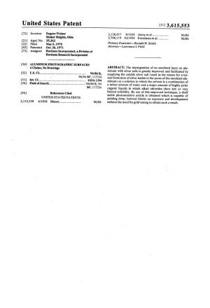 United States Patent (11) 3,615,553 72) Inventor Eugene Wainer 2,126,017 8/1938 Jenny Et Al