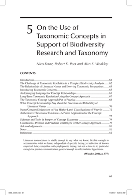 On the Use of Taxonomic Concepts in Support of Biodiversity Research and Taxonomy