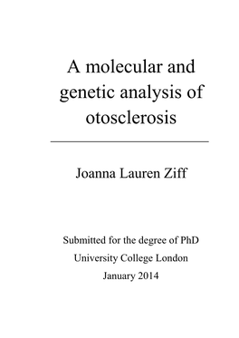 A Molecular and Genetic Analysis of Otosclerosis