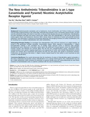The New Anthelmintic Tribendimidine Is an L-Type (Levamisole and Pyrantel) Nicotinic Acetylcholine Receptor Agonist