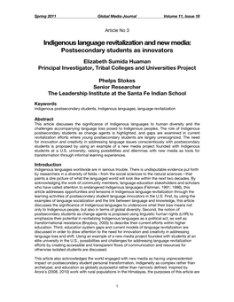 Indigenous Language Revitalization and New Media: Postsecondary Students As Innovators