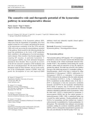 The Causative Role and Therapeutic Potential of the Kynurenine Pathway in Neurodegenerative Disease