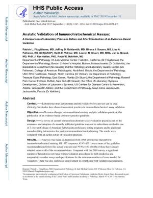Analytic Validation of Immunohistochemical Assays: a Comparison of Laboratory Practices Before and After Introduction of an Evidence-Based Guideline