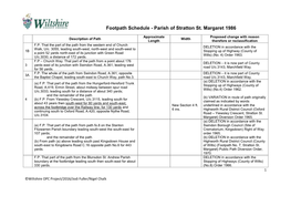 Footpath Schedule - Parish of Stratton St