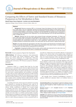 Comparing the Effects of Native and Standard Strains of Monascus