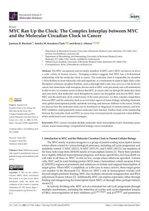 The Complex Interplay Between MYC and the Molecular Circadian Clock in Cancer