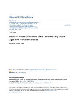 Public Vs. Private Enforcement of the Law in the Early Middle Ages: Fifth to Twelfth Centuries