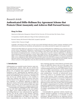 Authenticated Diffie-Hellman Key Agreement Scheme That Protects Client Anonymity and Achieves Half-Forward Secrecy