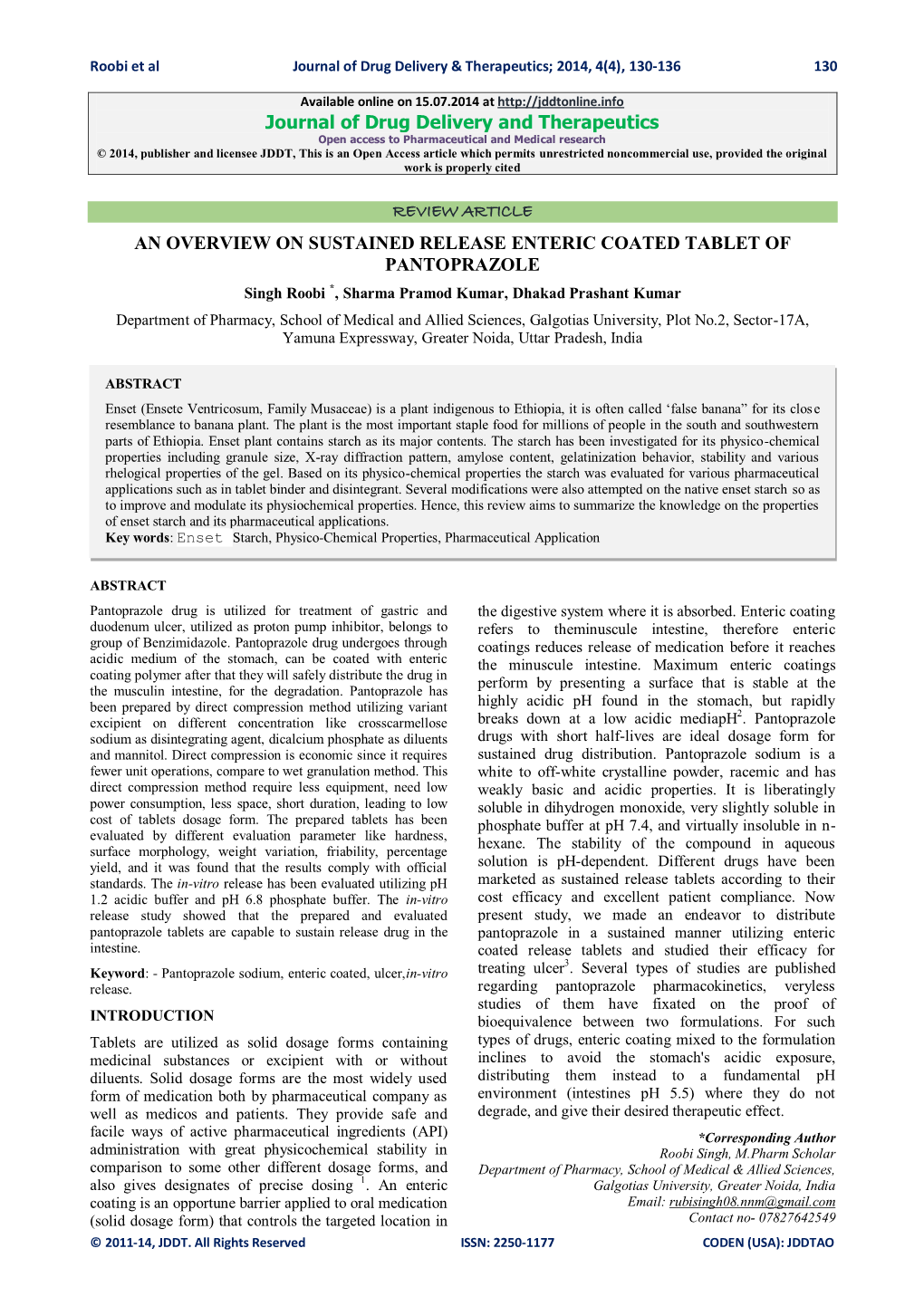 An Overview on Sustained Release Enteric Coated