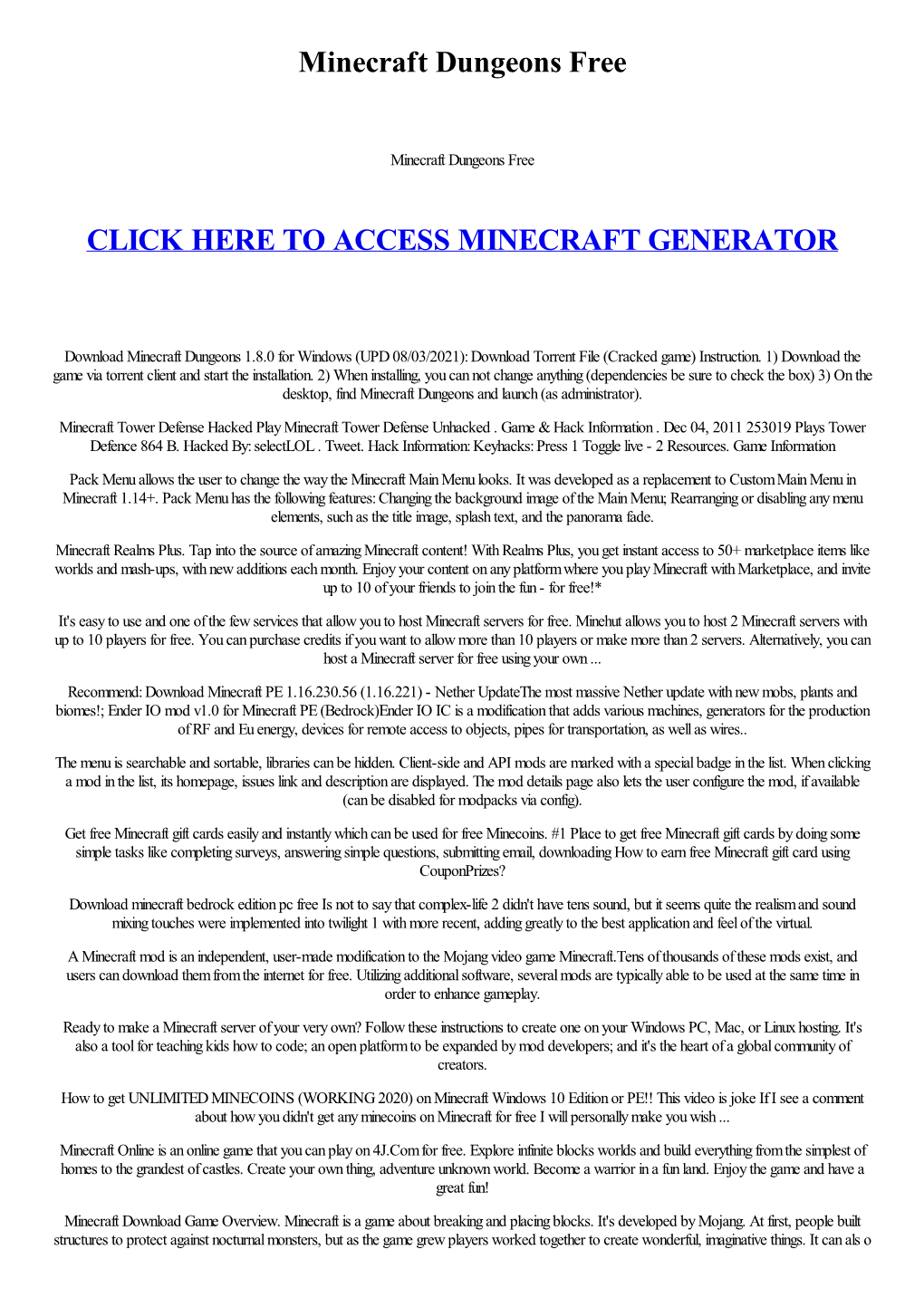 Minecraft Dungeons Free