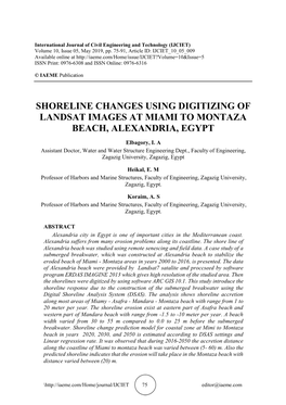 Shoreline Changes Using Digitizing of Landsat Images at Miami to Montaza Beach, Alexandria, Egypt