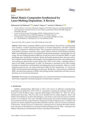 Metal Matrix Composites Synthesized by Laser-Melting Deposition: a Review