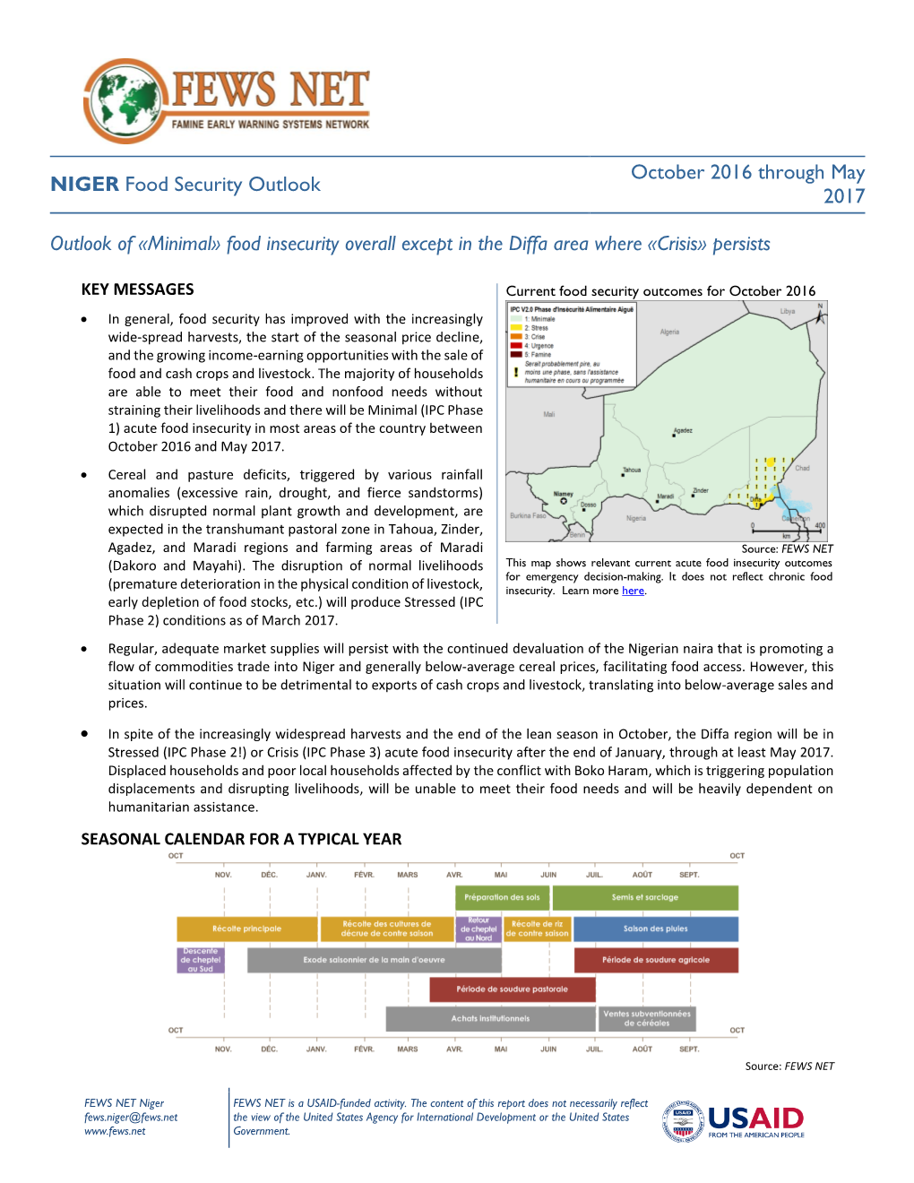 NIGER Perspectives Sur La Sécurité Alimentaire