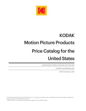 KODAK Motion Picture Products Price Catalog for the United States