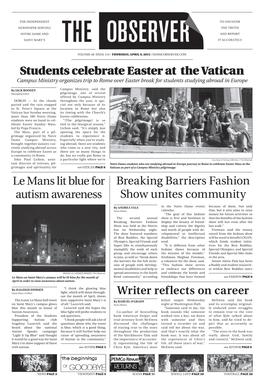 Students Celebrate Easter at the Vatican Le Mans Lit Blue for Autism