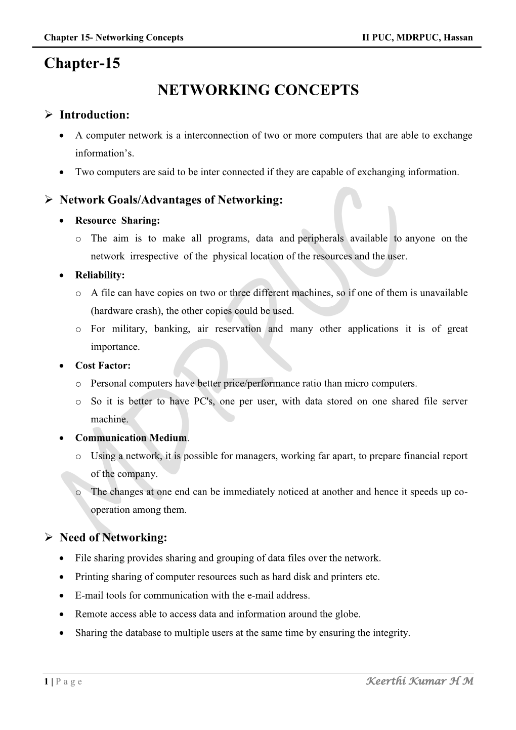 Chapter-15 NETWORKING CONCEPTS  Introduction:  a Computer Network Is a Interconnection of Two Or More Computers That Are Able to Exchange Information’S