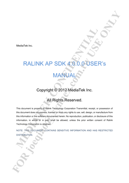 RALINK AP SDK 3.3.0.0 User's Manual