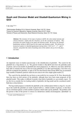 Quark and Chromon Model and Glueball-Quarkonium Mixing in QCD