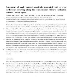 Assessment of Peak Tsunami Amplitude Associated with a Great