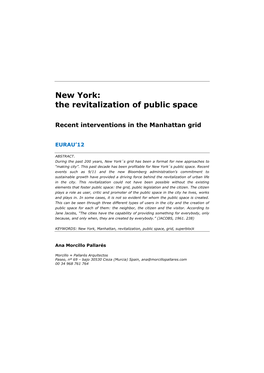 New York: the Revitalization of Public Space