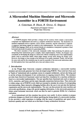 A Microcoded Machine Simulator and Microcode Assembler in a FORTH Environment A