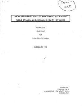 Sandia Pueblo Archaeological Survey