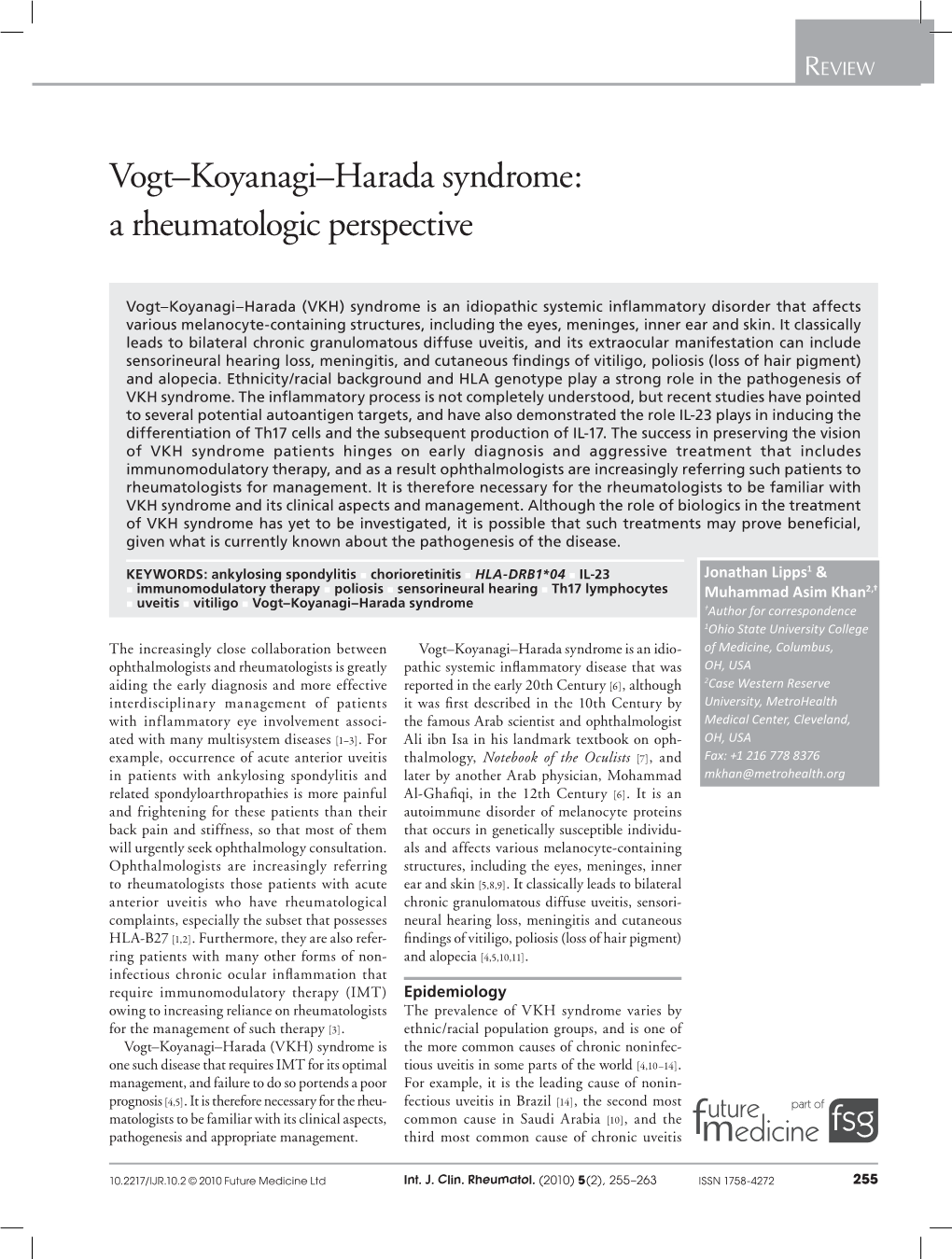 Vogt–Koyanagi–Harada Syndrome: a Rheumatologic Perspective