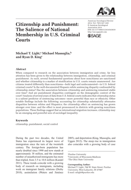 Citizenship and Punishment: the Salience of National Membership in U.S. Criminal Courts