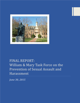 FINAL REPORT: William & Mary Task Force on the Prevention of Sexual