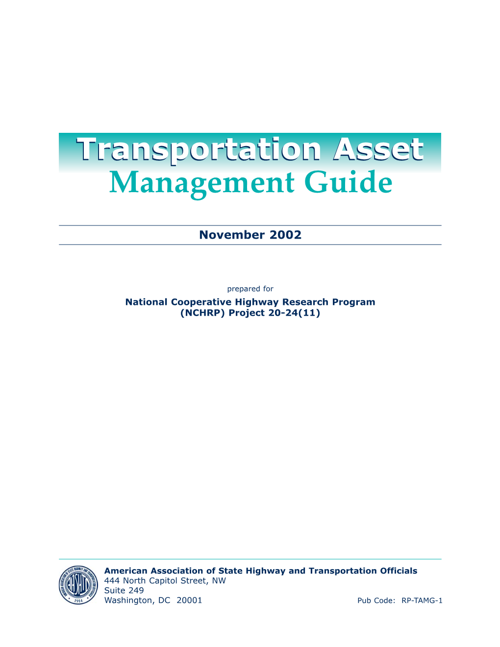 Transportation Asset Management Guide