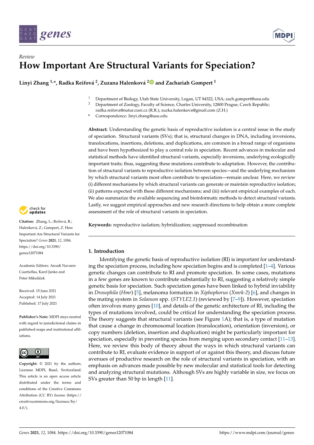 How Important Are Structural Variants for Speciation?