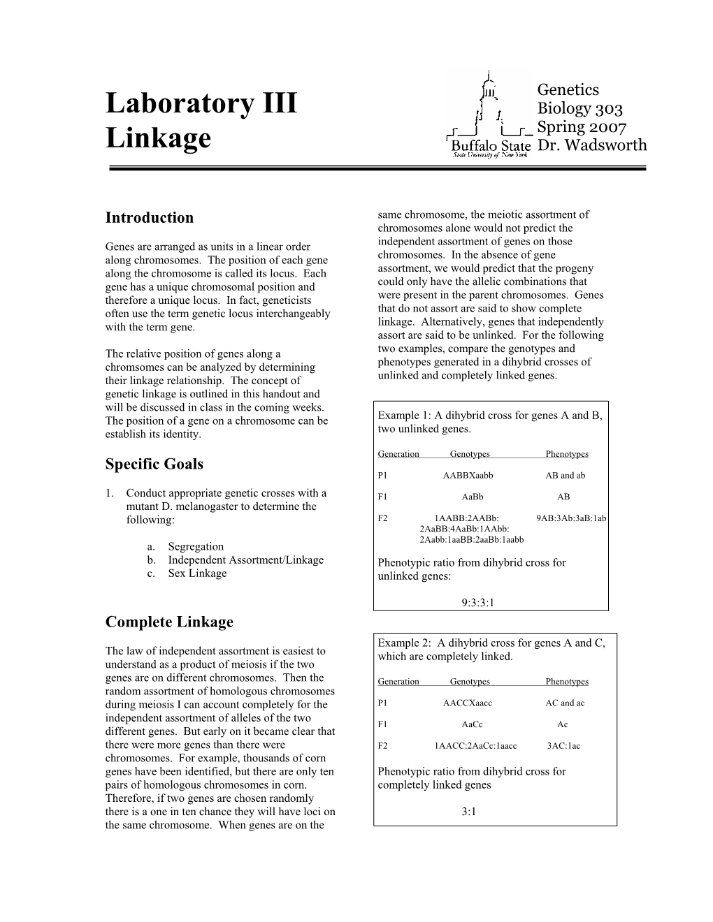 Laboratory III Linkage