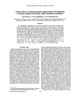 I. Thermal Expansion of Lawsonite, Zoisite, Clinozoisite, and Diaspore