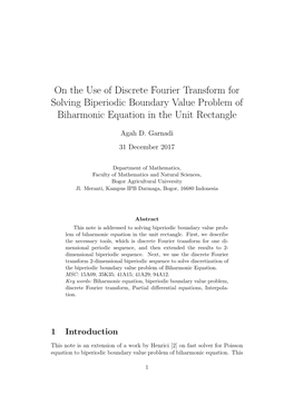 On the Use of Discrete Fourier Transform for Solving Biperiodic Boundary Value Problem of Biharmonic Equation in the Unit Rectangle